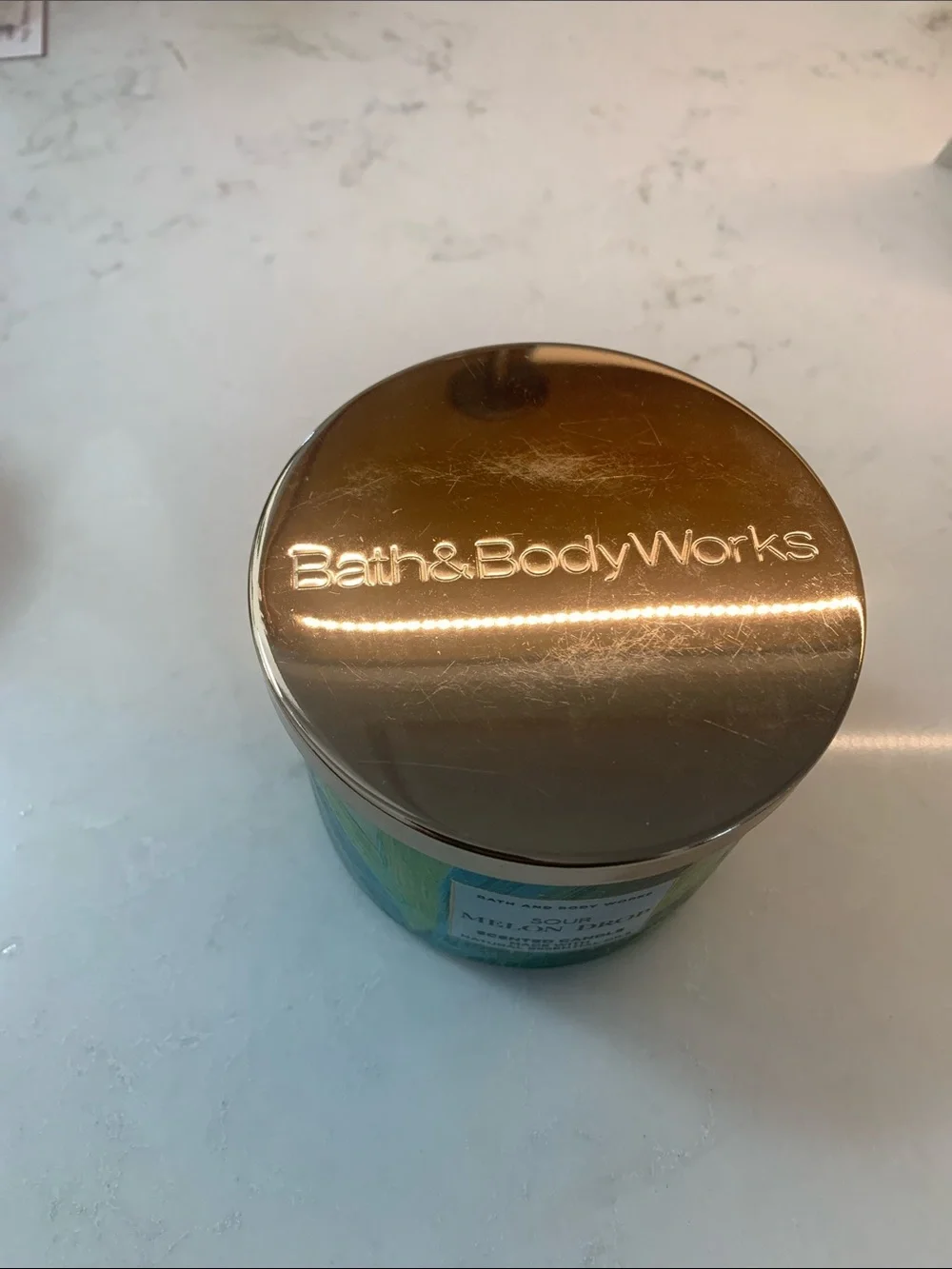 NEW Bath & Body Works Sour Melon Drop Scented Candle - Green & Gold​